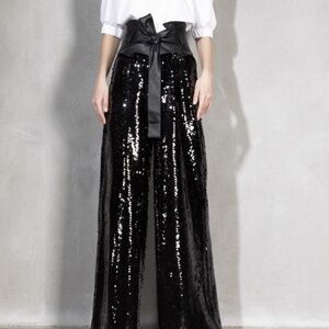 Julia Allert black sequins occasion palazzo pant L